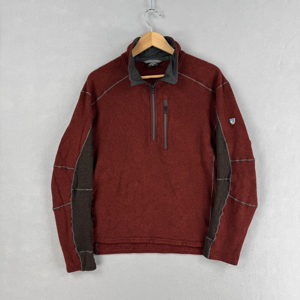 KUHL Sweater Mens 2XL Red 1/4 Zip Mock Neck Fleece Pullover Casual Outdoor